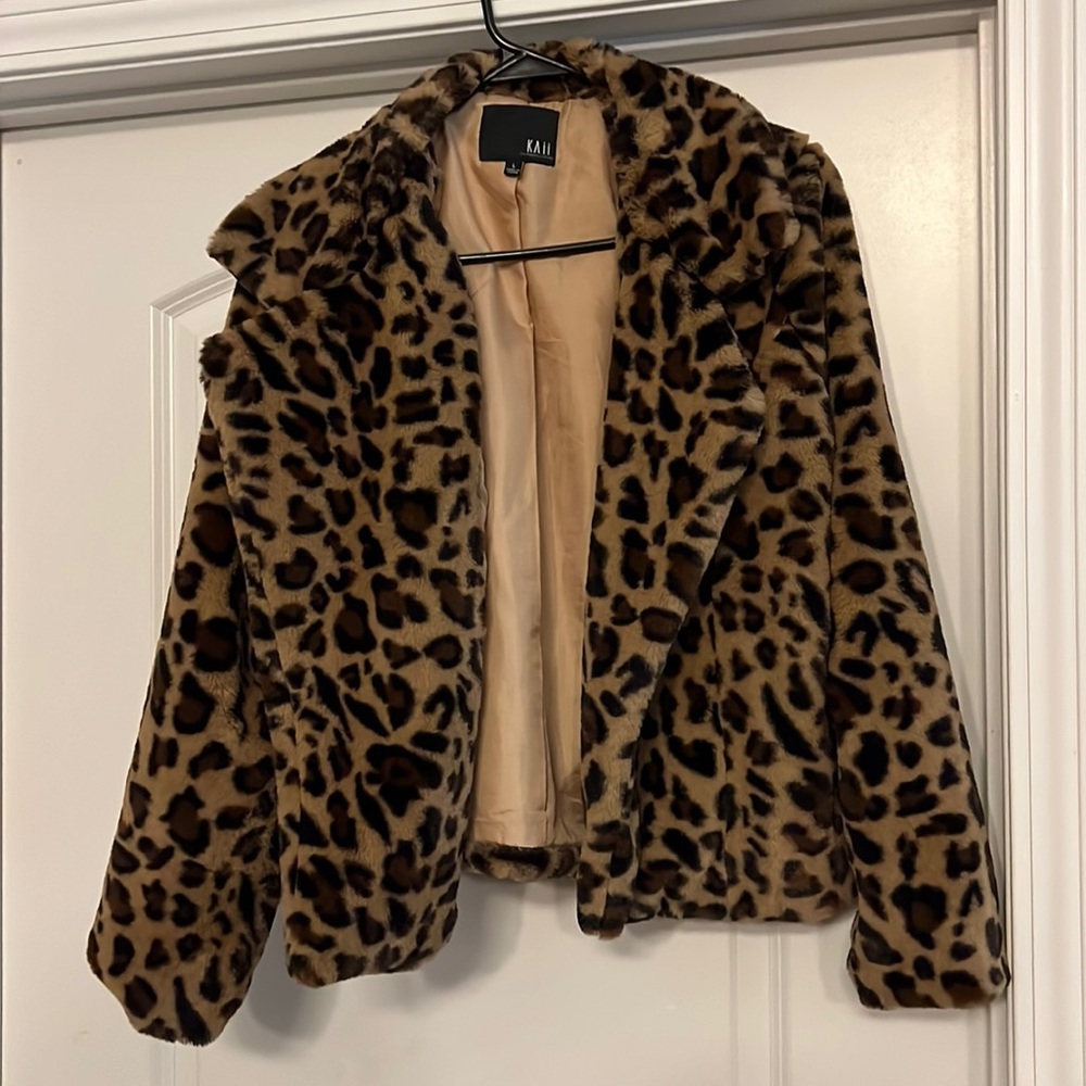 Cheetah print fur jacket